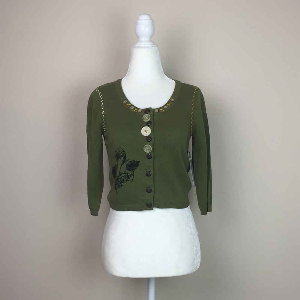 Knitted Dove - Floral Button Down Cardigan Sweater